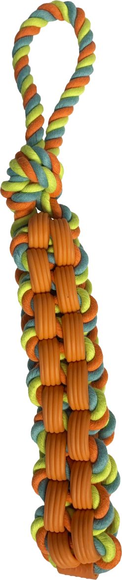 Alternative view of H&B heavy duty block with woven TPR Dog Toy 45 x 5 x 4cm