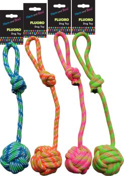 H&B fluro rope knot toy long handle Dog Toy