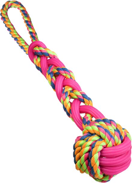 H&B tough TPR / rope interwoven fist Dog Toy