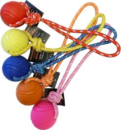 H&B TPR 6cm ball on rope (mixed colours) Toy