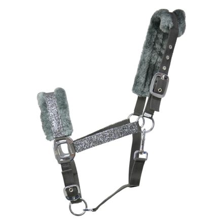 Hy Equestrian Dazzle Head Collar-Gun Metak Grey-Pony