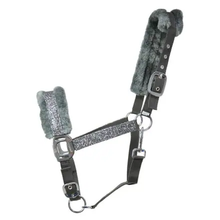 Hy Equestrian Dazzle Head Collar-Gun Metak Grey-Pony