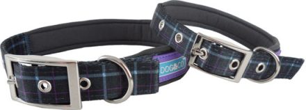 H&B Country Check Blue / Grey 3/4" x 10-14" collar SMALL