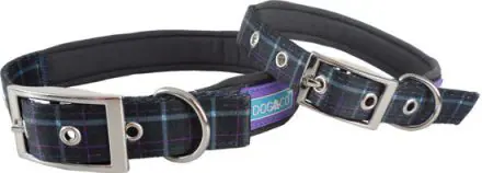 H&B Country Check Blue / Grey 3/4" x 10-14" collar SMALL