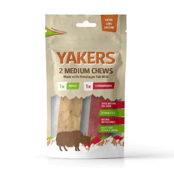 Buy Yakers Dog Chew Apple Strawberry Medium 2pk Save with Heart Pet Supplies Free Same Day Local Delivery