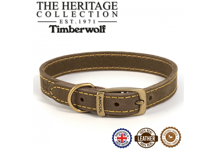 Timberwolf Leather Collar Sable 28-36cm Size 3