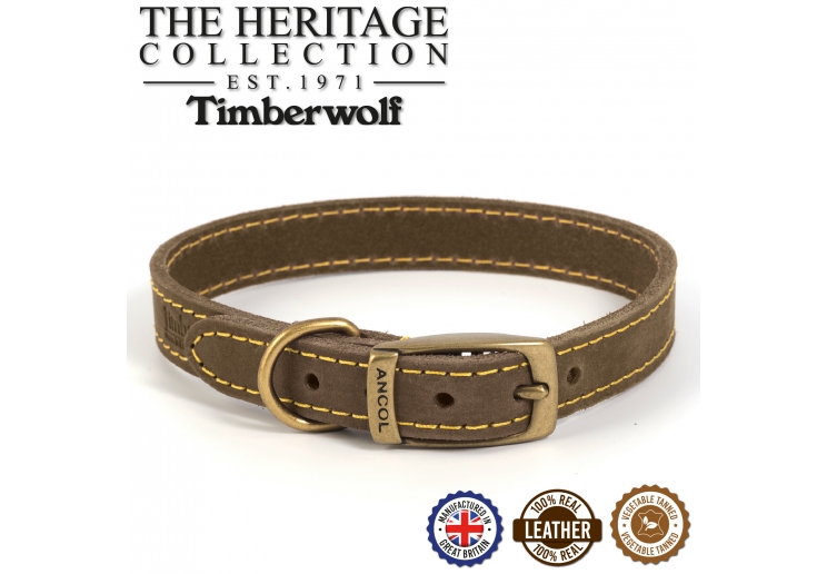 Timberwolf Leather Collar Sable 28-36cm Size 3