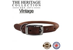Round Leather Collar Chestnut 35-43cm Size 4
