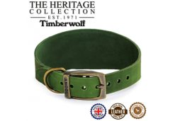 Timberwolf Whippet Leather Collar Green 30-34cm
