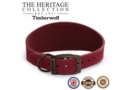 Timberwolf Whippet Leather Collar Raspberry30-34cm