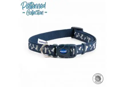 Fashion Collar Blue Reflective Bones Adj 45-70cm