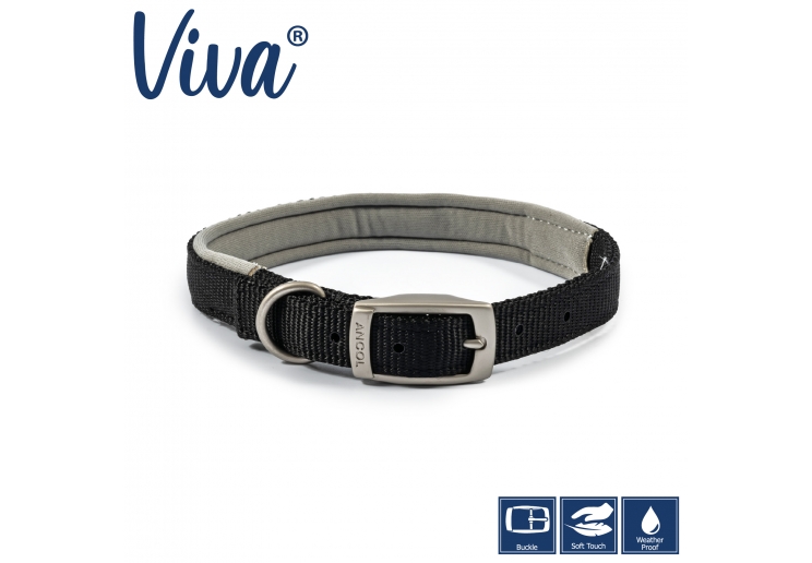 Padded Viva Collar Black 45-54cm Size 6