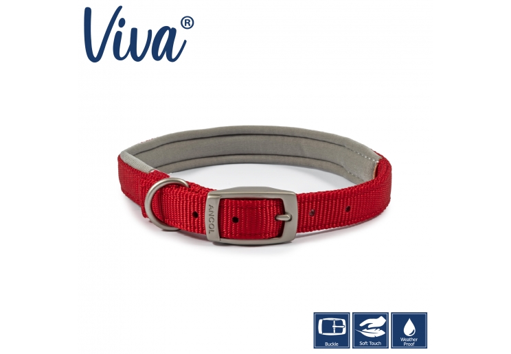 Padded Viva Collar Red 35-43cm Size 4