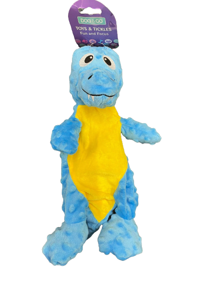 H&B Dinosaur with Tube Squeaker Dog Toy (mixed)