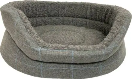 H&B Luxury Oval Bed - X-Large Grey Check