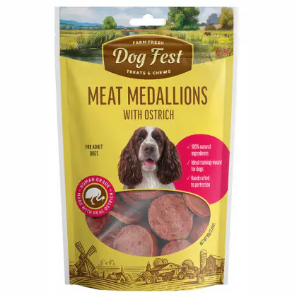 Pet Fest Medallions with Ostrich Dog Treats