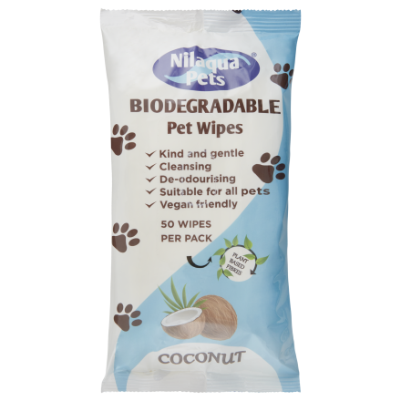 Biodegradable Pet Wipes 50 pack in coconut.