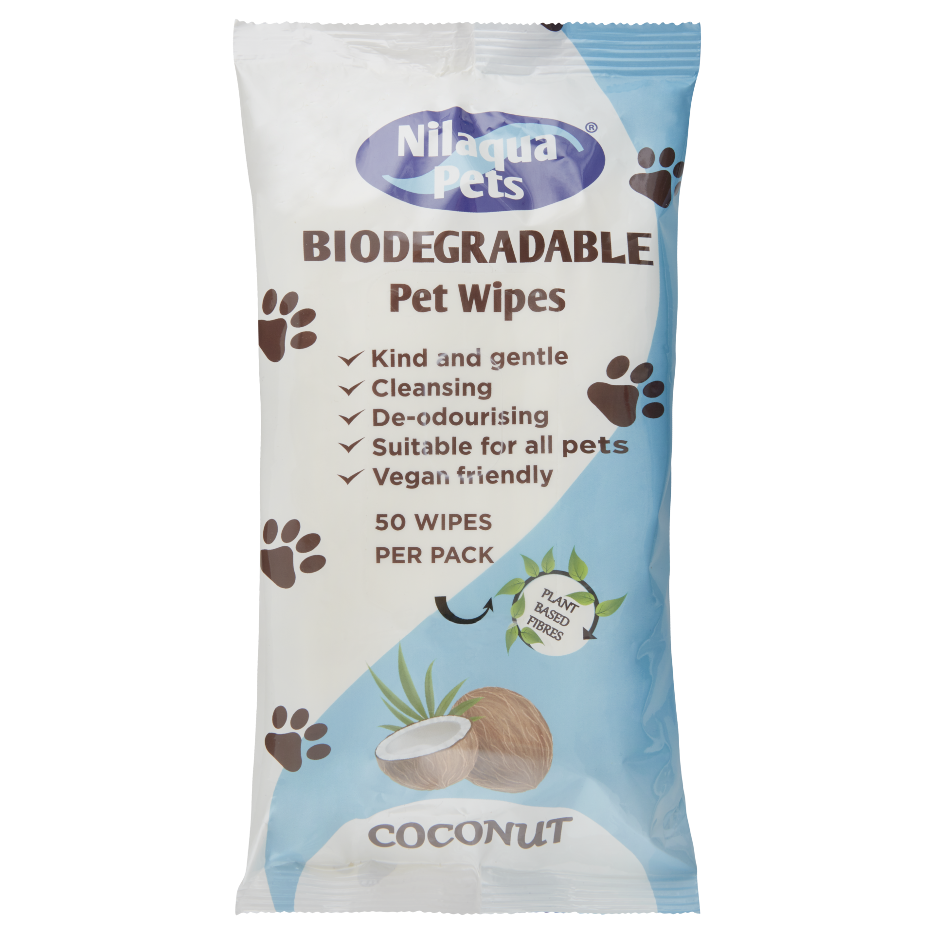 Biodegradable Pet Wipes 50 pack in coconut.