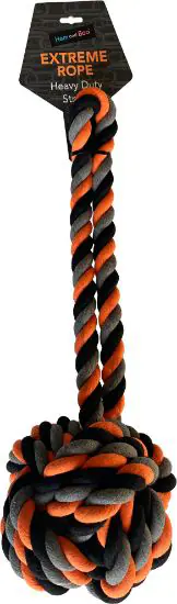 H&B Extreme 2kg Rope Ball on Heavy Rope Handle Dog Toy
