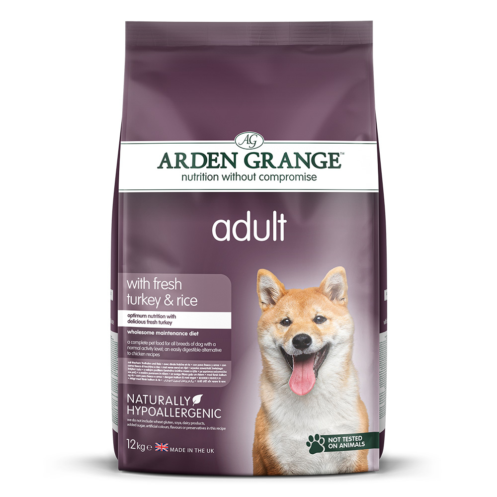 Buy Arden Grange Dog Adult Turkey Rice 12kg Save with Heart Pet Supplies Free Same Day Local Delivery