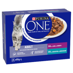 Purina One Adult Cat Food Fish and Lamb 8x85G