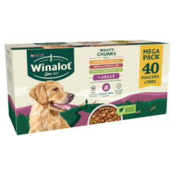 Winalot Perfect Portions Adult Dog Wet Beef&Carrots, Chicken&Peas, Lamb&Green Beans in Jelly 40x100G (Grain Free)