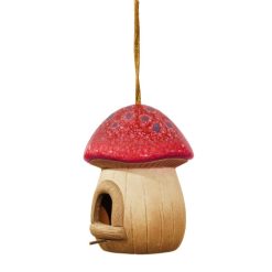 Red Terracotta Mushroom Bird House