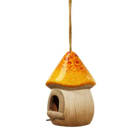 Orange Terracotta Mushroom Bird House