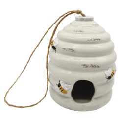 White Ceramic Honey Pot Bird House