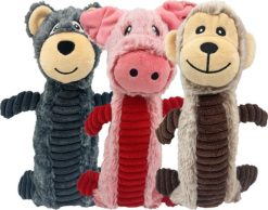 Hem and Boo Animals with crackle bottle & squeaky ball Dog Toy Mixed