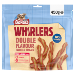 Bakers Dog Treat Whirlers Bacon & Cheese 450g