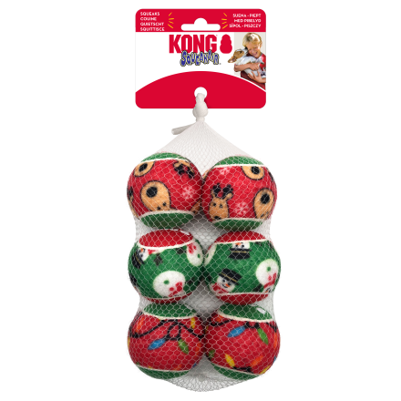 KONG Holiday SqueakAir? Balls 6-pk Md