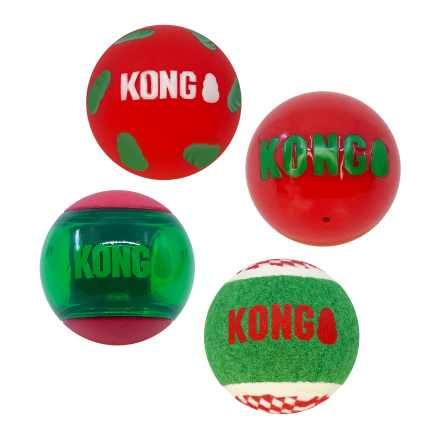 KONG Holiday Occasions Balls 4-pk Md