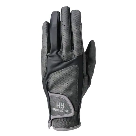 Hy Sport Active Riding Gloves - Black/Pencil Point Grey - Large
