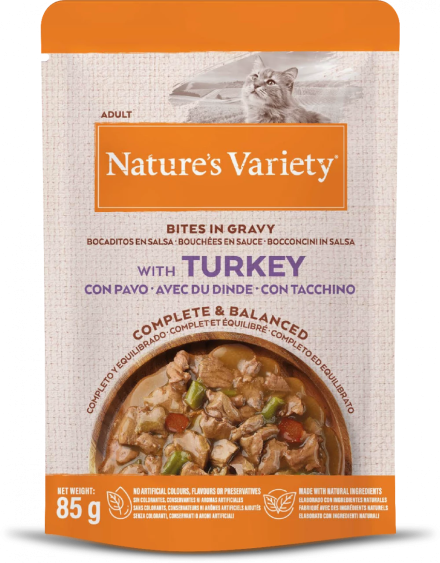 Nature's Variety Cat Wet Bites in Gravy with Turkey 85g