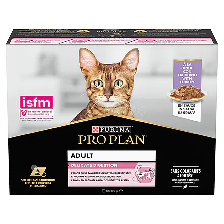 PRO PLAN? Adult 1+ Sterilised Maintenance with Turkey in Gravy Wet Cat Food Pouches 10x85g