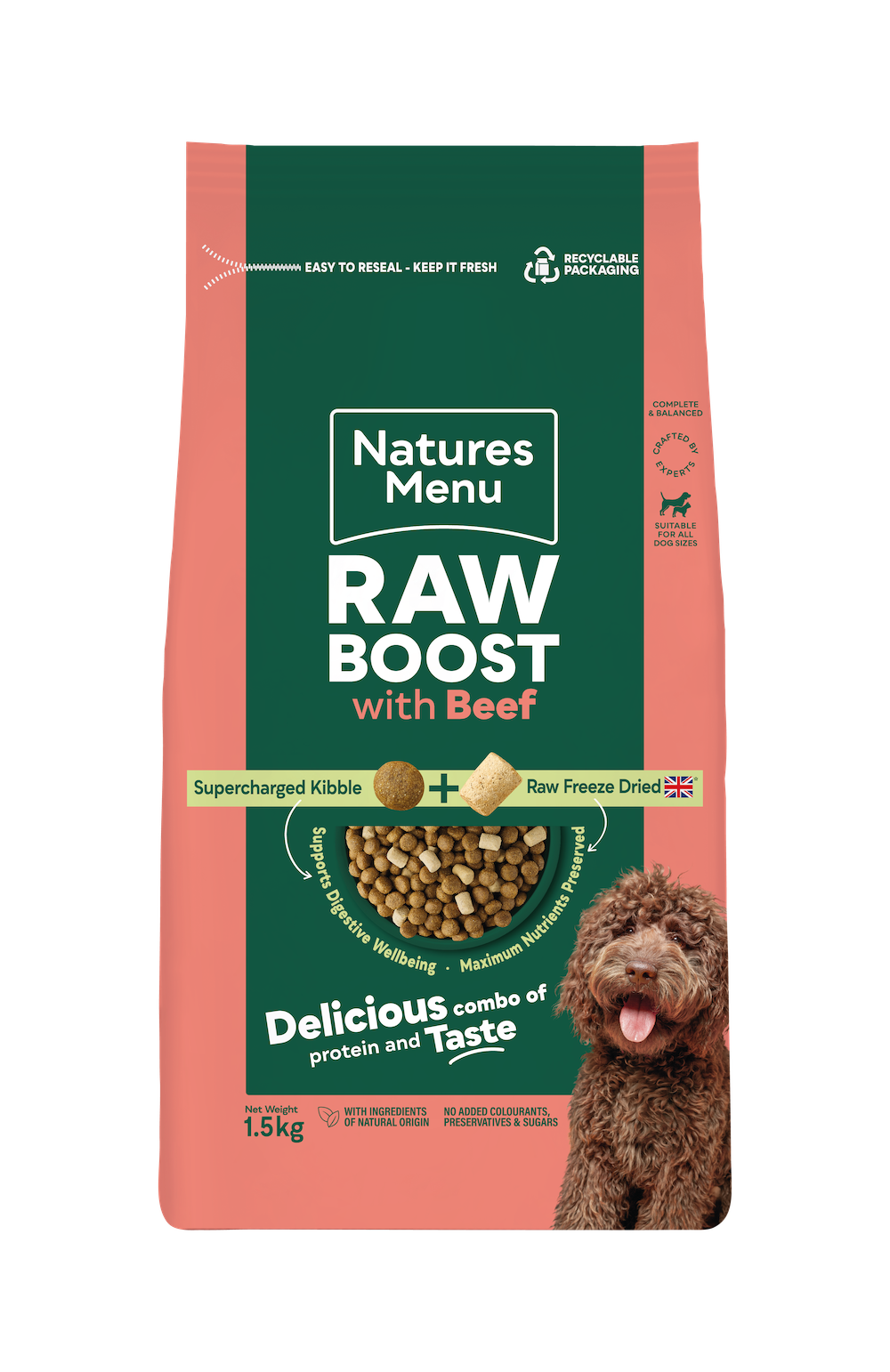 Natures Menu Raw Boost Beef Dog Kibble 1.5 kg (Grain)