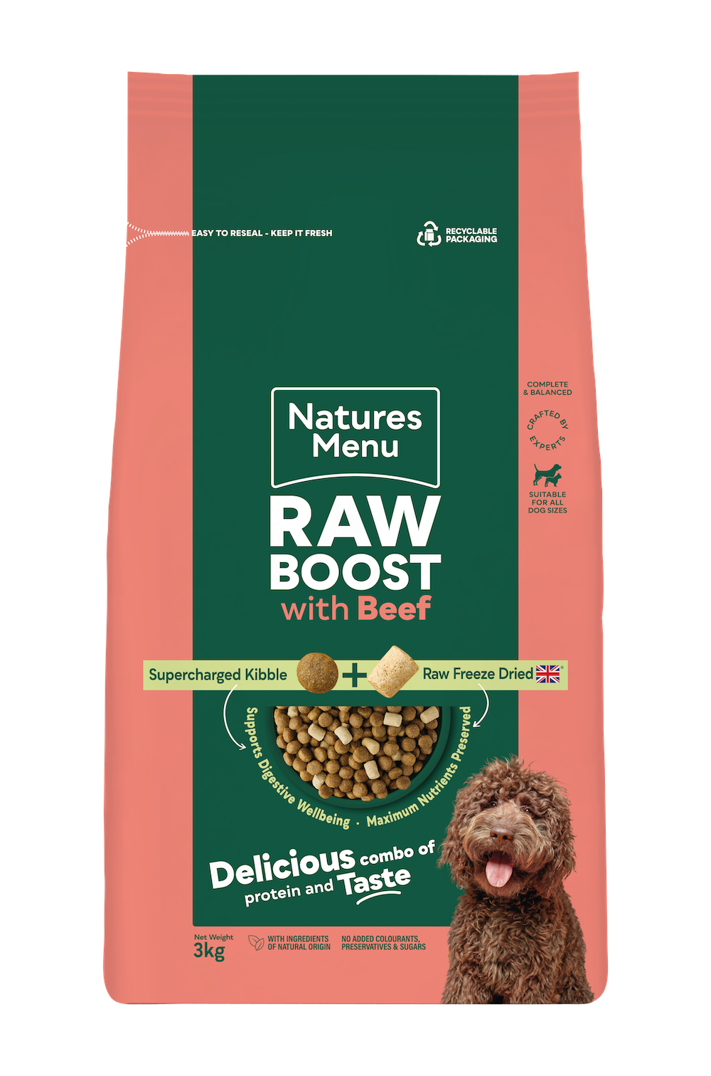 Natures Menu Raw Boost Beef Dog Kibble 3kg (Grain)