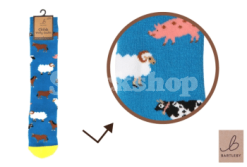 BARTLEBY? FUNKY WELLY SOCK CHILD 12.5 - 3 FARM ANIMALS BLUE