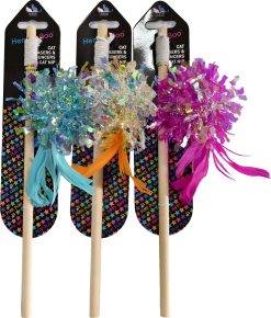 H&B Wood Wand Crinkle Ball Cat Toy (mixed) 30cm