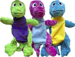 H&B Dinosaur with Tube Squeaker Dog Toy (mixed)