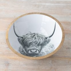 SM Highland Cow Enamel Bowl, 17cm