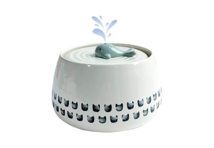 Whale Cat Fountain Water Bowl