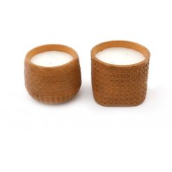 Ceramic Rattan Candle Pot, 13cm