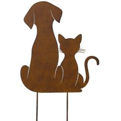 Iron Cat & Dog Garden Stake, 30cm