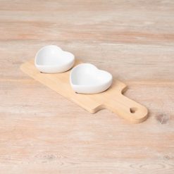 Serving Tray w 2 Heart Dishes 27.5cm