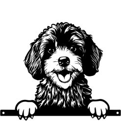 Metal Cockapoo Peeking Dog Silhouette