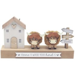 Highland Cows Wood Plaque, 22cm