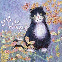 Lucky Black & White Cat Foiled Greeting Card, 15cm