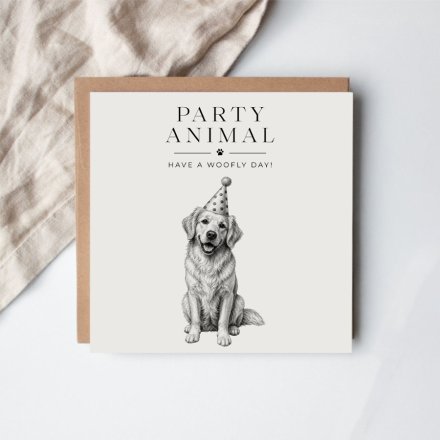 Party Animal Have A Woofly Day Greeting Card, 15cm